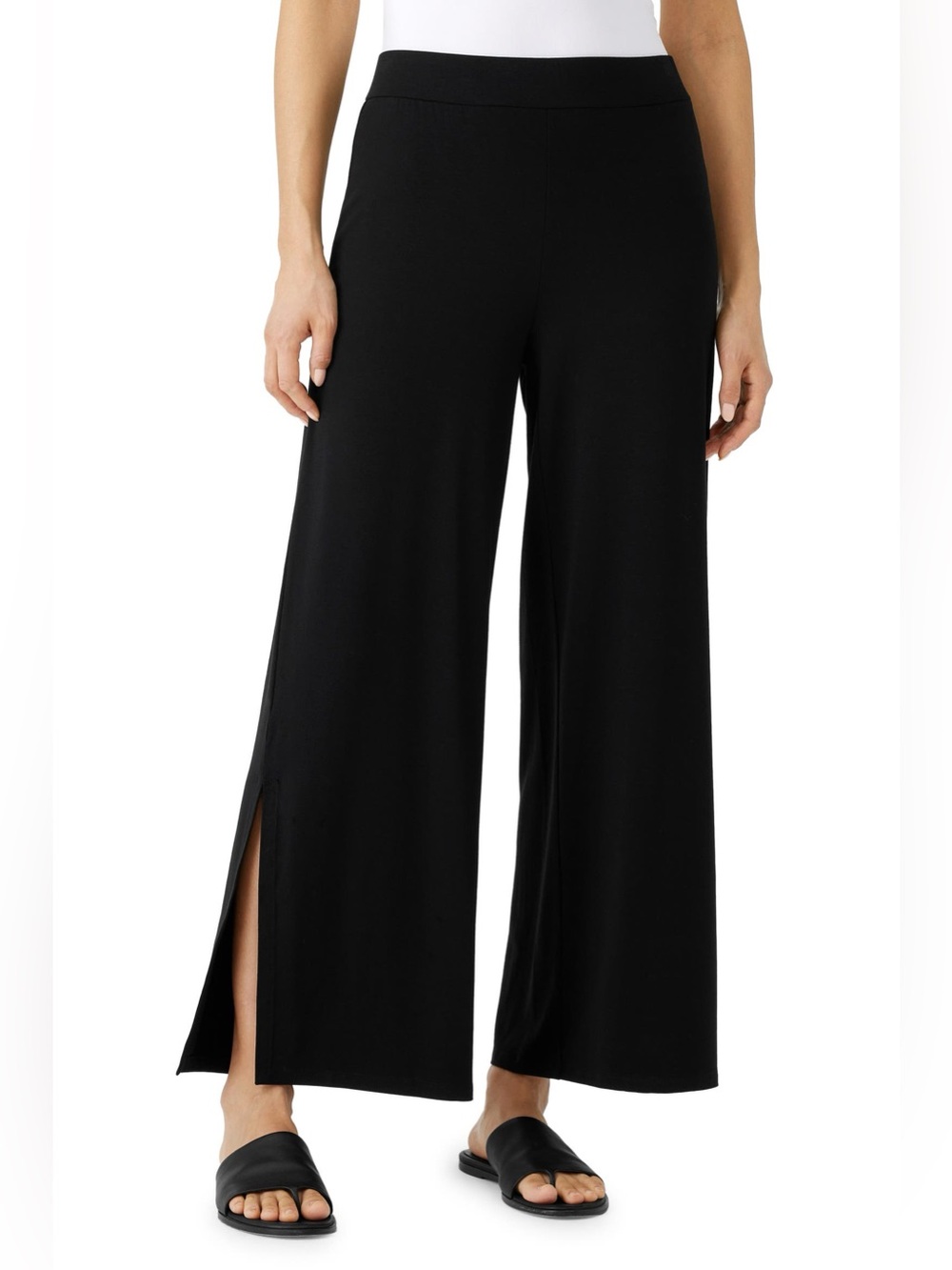 EUC Eileen Fisher Flowy Slit Hem Wide-Leg Ankle Pants in Black | Women’s Plus 1X - Picture 15 of 16